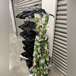 New with tags green and white ruffle cutout dress with lace up open back w belt